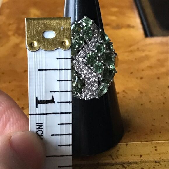 Natural Green Apatite Sterling Silver Artistic Ring Size 5 - Picture 4 of 8